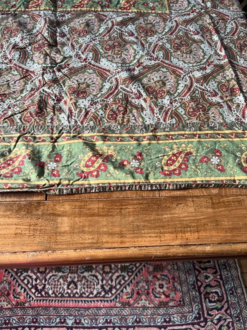 Williams Sonoma Provence Tablecloth Brown Green French Paisley Autumn 70x90